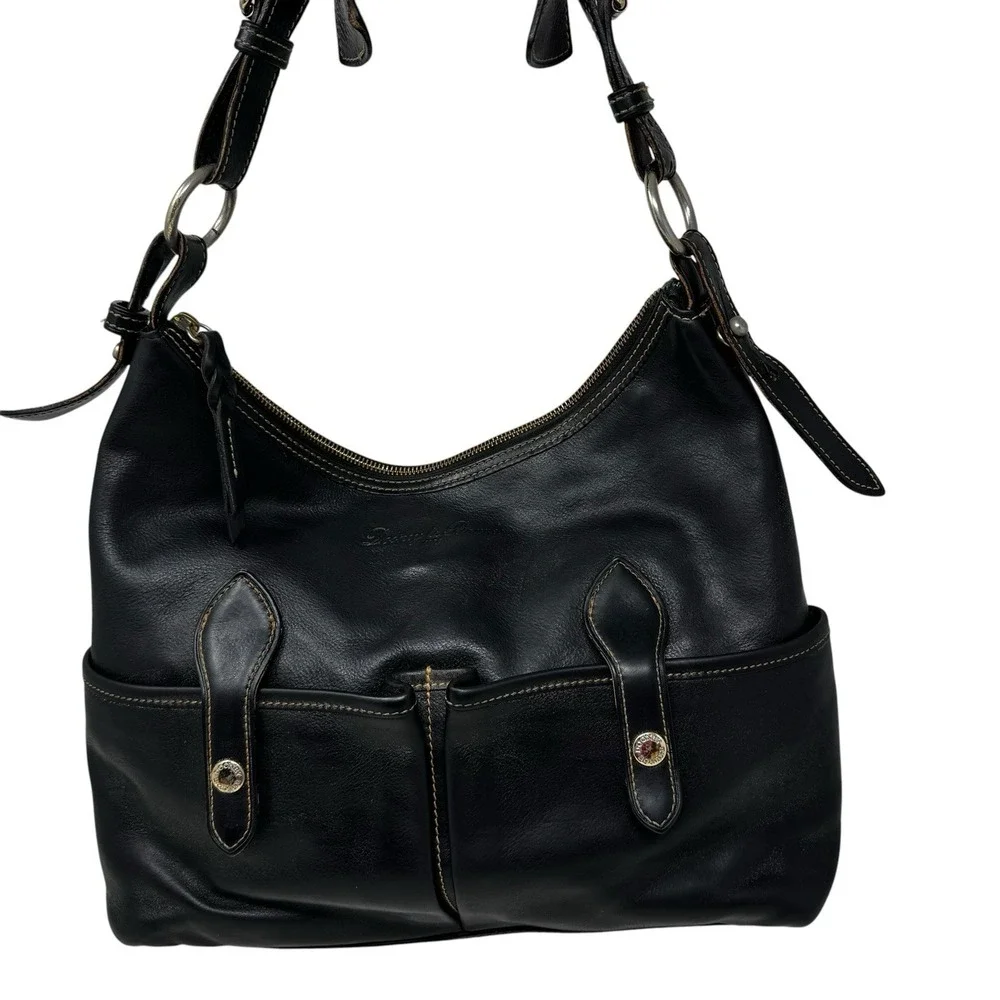 Dooney And Bourke Florentine Black Leather Bag Lucy Hobo Handbag